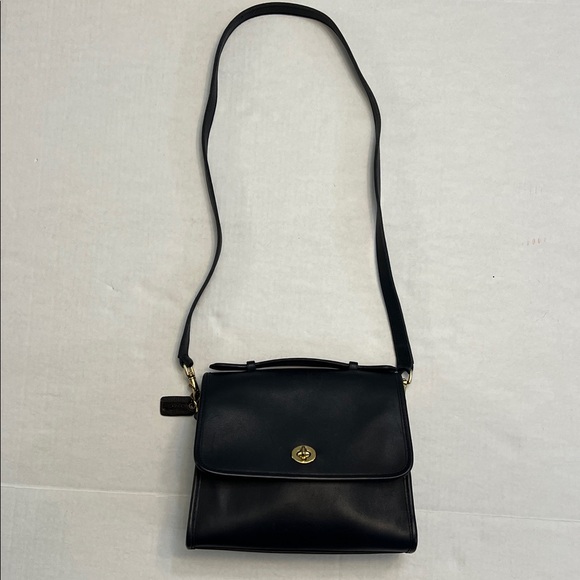 COACH VINTAGE COURT BAG CROSSBODY SATCHEL NAVY BLUE LEATHER 1229 MADE IN US - Picture 7 of 16